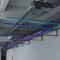 Installation of motor pipe in building construction 3d model