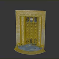 Rockefeller Library Entrance With Blue Doors Gold Accents Stone Columns And Steps