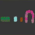 Modern Scene Featuring Flower Arranged Letters With Pink Green Petals On Reflective Surface