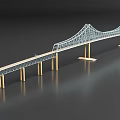 Modern Bridge Structure With Steel Cable Design And Supporting Piers 3d model