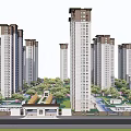 Modern High Rise Residential Complex With Central Green Spaces And Gardens