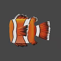 Flying Animal Square Shaped Orange Fish With White Stripes Big Eyes And Smiling Expression