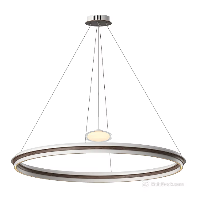 Elegant Modern Circular Chandelier Featuring Central Light and Double Ring Design 3d model