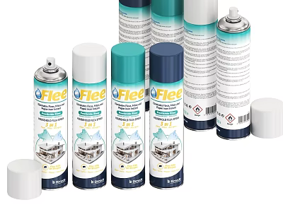 Flee Multi Purpose Spray Cans With Various Colors For Household Cleaning Supplies 3d model