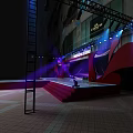 Modern Mall Stage With Purple Blue Lighting And Platform Structure 3d model