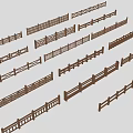 Chinese-style Wooden Railing Wooden Railing River Railing Bridge Railing Fence 3d model