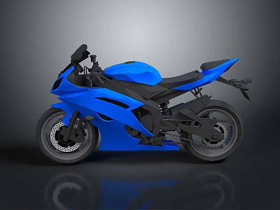 Modern Blue Racing Motorcycle With Sleek Body Black Accents And Reflective Finish 3d model