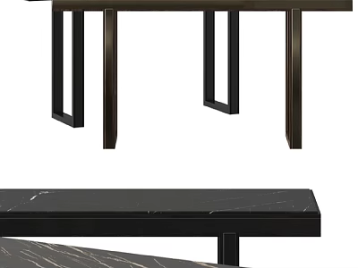 Modern Sleek Side Table with Black Marble Top and Sturdy Metal Legs Design 3d model