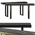 Modern Sleek Side Table with Black Marble Top and Sturdy Metal Legs Design