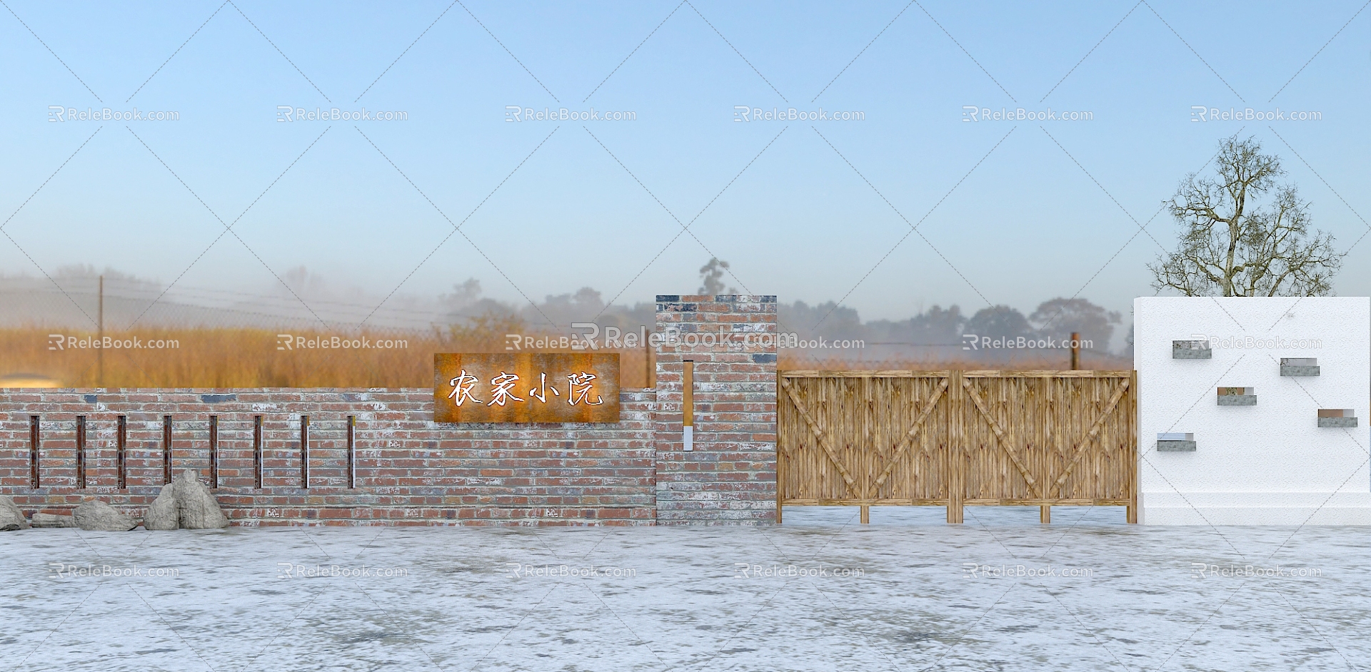 Northeast small courtyard wall courtyard wall village wall winter courtyard wall farmhouse small courtyard wall rural courtyard wall retro village wall brick wall red brick wall 3d model