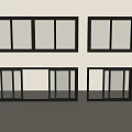 Modern Black Frame Window Designs With Different Sizes And Sliding Styles 3d model