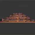 Military Vehicles Models on Circular Multi Layered Display Platform in Red Orange and Blue