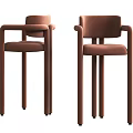 Modern Brown Velvet Bar Stools With Armrests And Stylish Minimalist Design
