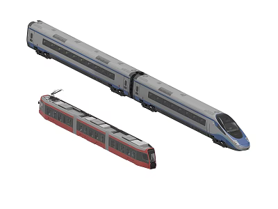 High Speed Train And Rail Vehicle Display On White Background 3d model