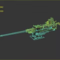 Rustic Green Heavy Machine Gun With Long Barrel Ammunition Belt Mount And Mechanical Structure