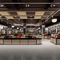 Modern Supermarket Grocery Interior With Fresh Produce Counters Bright Lighting And Organized Shelves