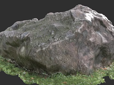 Natural Micro Terrain Featuring Large Detailed Rock With Lush Grass At Base 3d model