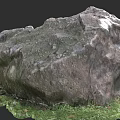 Natural Micro Terrain Featuring Large Detailed Rock With Lush Grass At Base