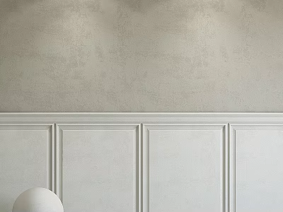 White Wainscoting With Beige Textured Wall For Decorative Interior Design 3d model