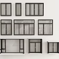 Different Modern Window Styles With Various Designs And Black Frames 3d model