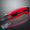 Red And Black Utility Knife With Sharp Blade And Reflective Surface 3d model