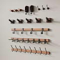 Wall Mounted Wood And Metal Hooks With Multiple Designs For Home Organization And Storage