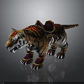 Ornate Decorated Tiger Mount With Colorful Saddle And Leg Armor Details