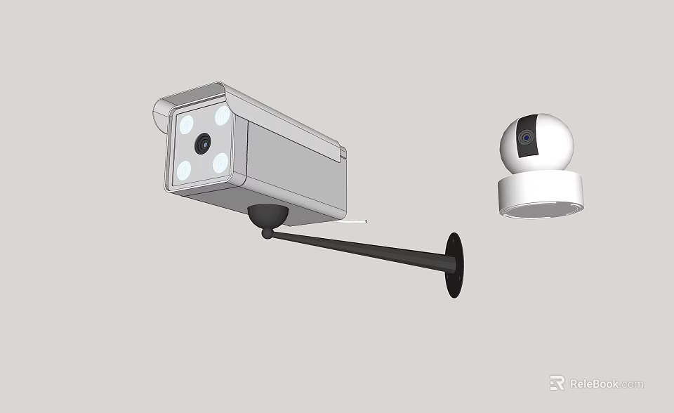 High Quality Security Bullet And Dome Cameras With Mount For Monitoring 3d model 