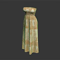 Elegant Strapless Orange And White Patterned Dress For Summer Fashion