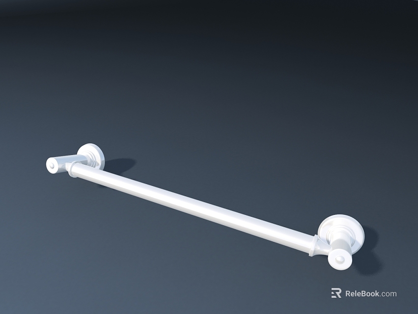White Long Bar Pull Handle for Cabinet Furniture with Mounting Bases and Smooth Surface 3d model 