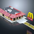 McDonald's Restaurant Exterior Featuring Red Roof Golden Arches Sign And Roof Equipment