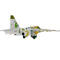 Camouflage Fighter Jet with Green and Yellow Paint Number 886 Wings Fuselage Landing Gear Down