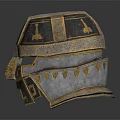 Metallic Warrior Helmet With Intricate Patterns And Textured Surface Design 3d model