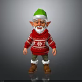 Christmas Elf Figure With Green Hat Red Snowflake Sweater White Beard And Brown Boots