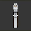 Classic Silver Pistol With Wooden Grip And Polished Metal Body Design