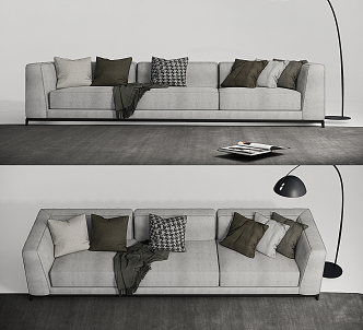 Modern Three-Seat Sofa Multi-Seat Sofa Casual Sofa Pillow 3d model