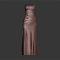 Elegant Pink Strapless Evening Gown With Draped Design And Floor Length Silhouette