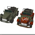 Toy Cars Display Military Green And Red Flame Design With V8 Logo Details