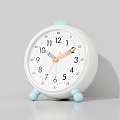 White Alarm Clock With Blue Top And Feet Round Numerical Dial For Bedroom Decor
