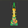 Happy Snacks Display Stand With Green Yellow Design And Multiple Shelves
