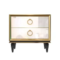 Elegant Entryway Console Side Cabinet With Gold Frame Glass Doors And Black Legs