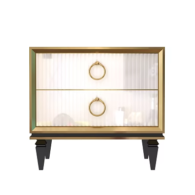 Elegant Entryway Console Side Cabinet With Gold Frame Glass Doors And Black Legs 3d model