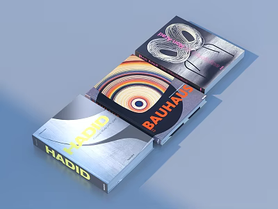 Modern Design Books With Bauhaus Radio Title And Colorful Circular Patterns 3d model