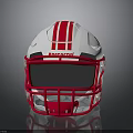 Riddell Football Helmet With White Shell Red Stripes And Red Facemask