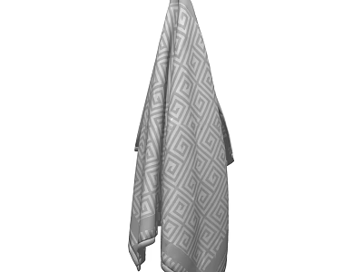 Elegant Gray Towel With Geometric Design Hanging For Home Bathroom Decor 3d model