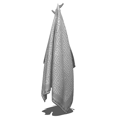 Elegant Gray Towel With Geometric Design Hanging For Home Bathroom Decor 3d model