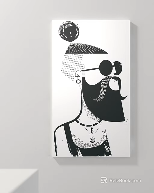 Cartoon Character With Mohawk Hairstyle Round Sunglasses Beard Mustache Earring And Overalls 3d model 