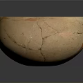 Hand Carved Ceramic Bowl Sculpture With Cracks And Orange Patterns Artwork