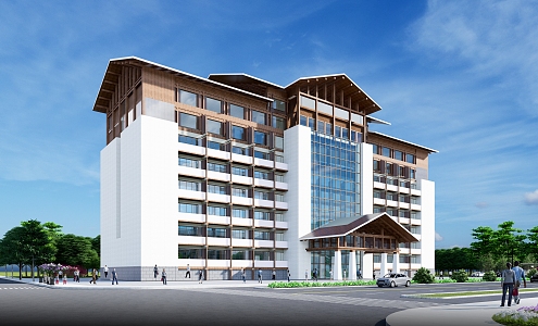 New Chinese Style Office Building Complex Hotel Homestay 3d model