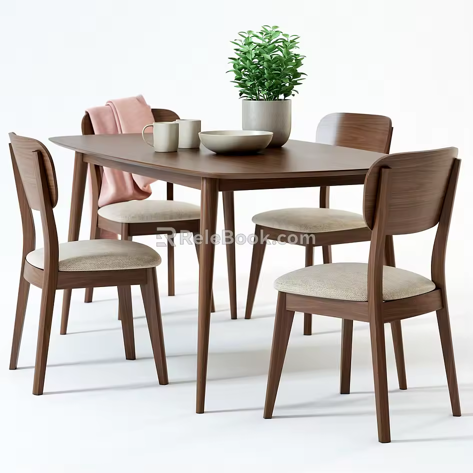 Dining table and chair combination 3d model